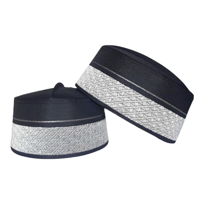 Peci Songkok Hitam Kopiah Haji Assagofah Recca Bugis Bordil Silver