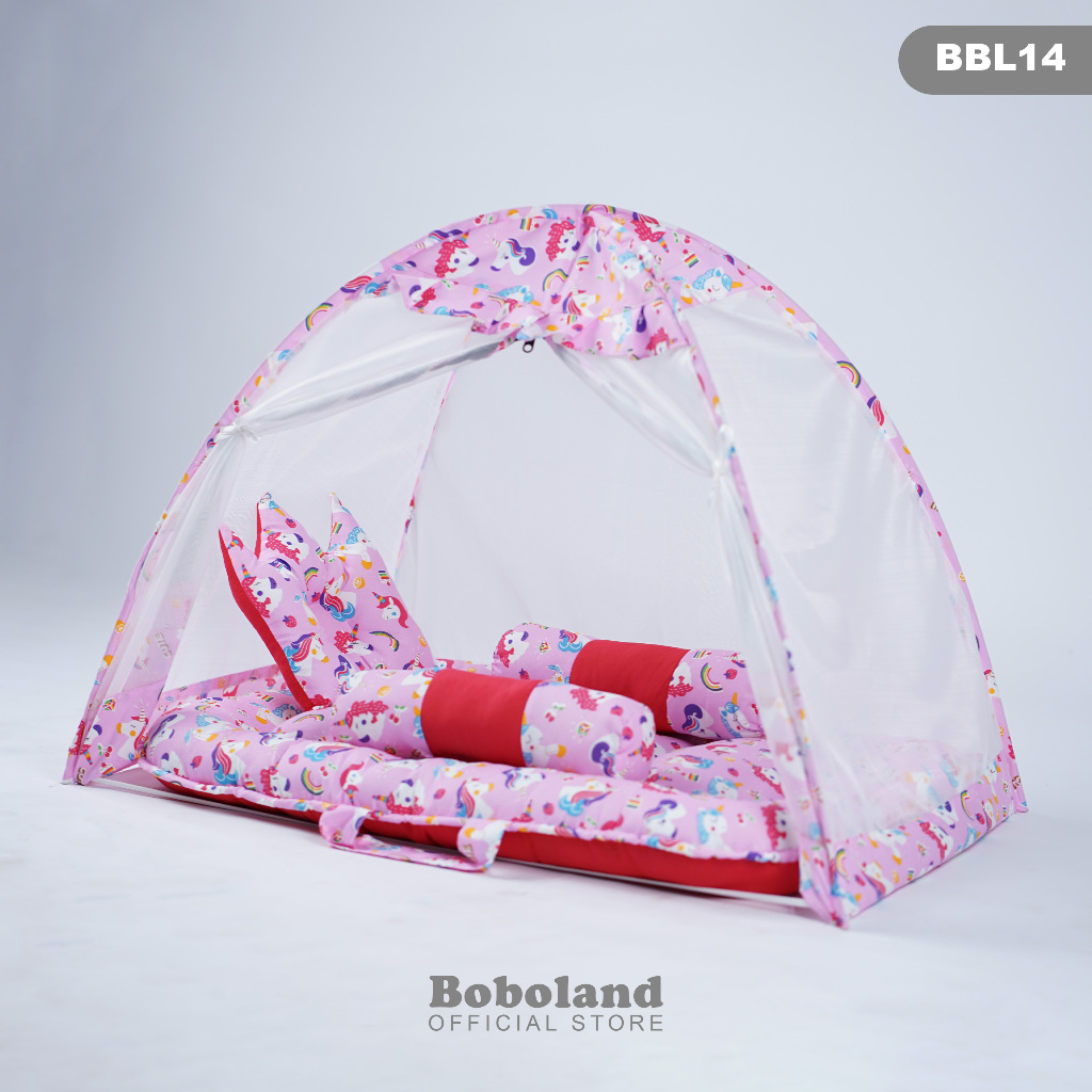 BOBOLAND Kasur Bayi Kelambu Premium Set Lengkap Bantal Guling Kelambu Bayi