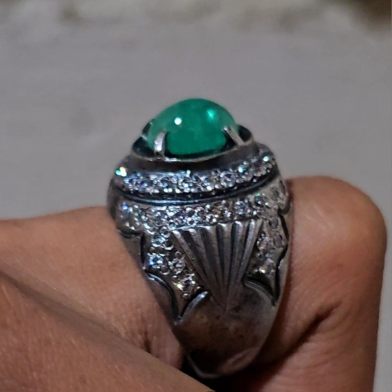 zamrud colombia memi biglab ring perak handmade