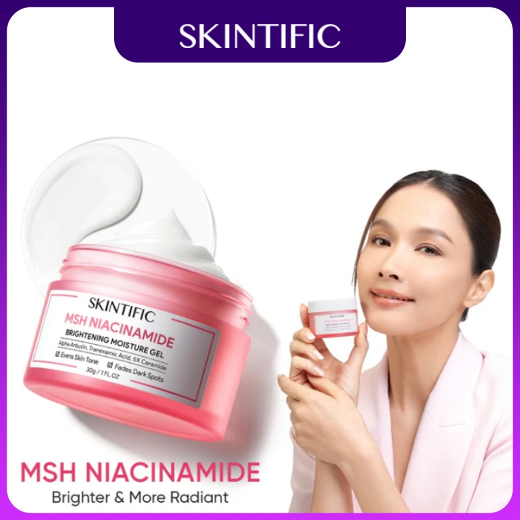 SKINTIFIC MSH Niacinamide Brigtening Moisturizer Glowing Moisturizer Gel untuk semua jenis kulit