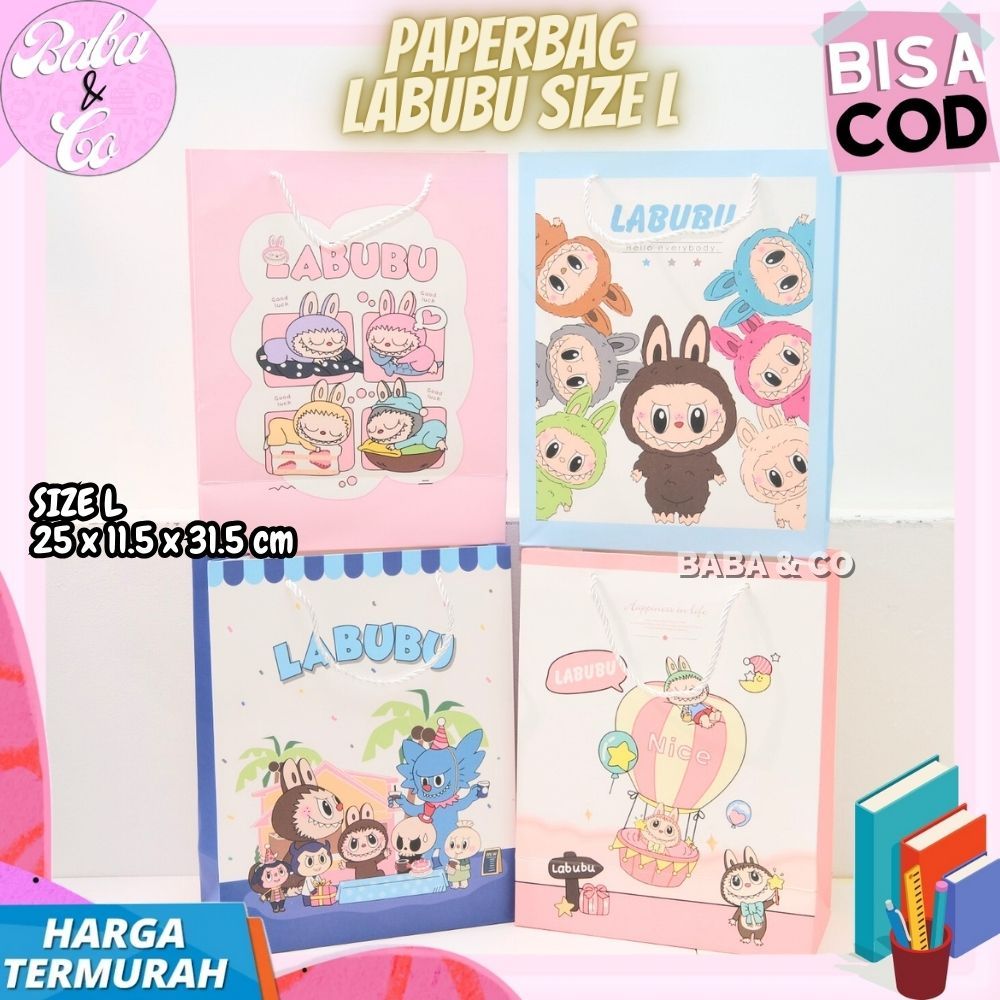 

PAPERBAG LABUBU SIZE L KANTONG HADIAH LABUBU PAPER BAG BESAR LABUBU SIZE L LUCU UNIK LABUBU LISA