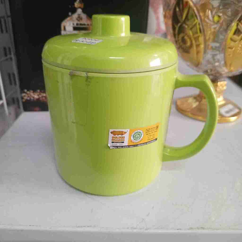 GELAS GAGANG BESAR + TUTUP MELAMIN GOLDEN DRAGON / MUG TUTUP/ GELAS MINUMAN MELAMIN 600ML