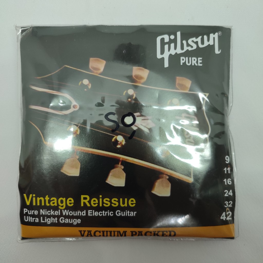 Gibson Pure Vintage Reissue Senar Gitar Elektrik 1 Set, Pure Nickel Wound Ukuran 0,09 - 0,42