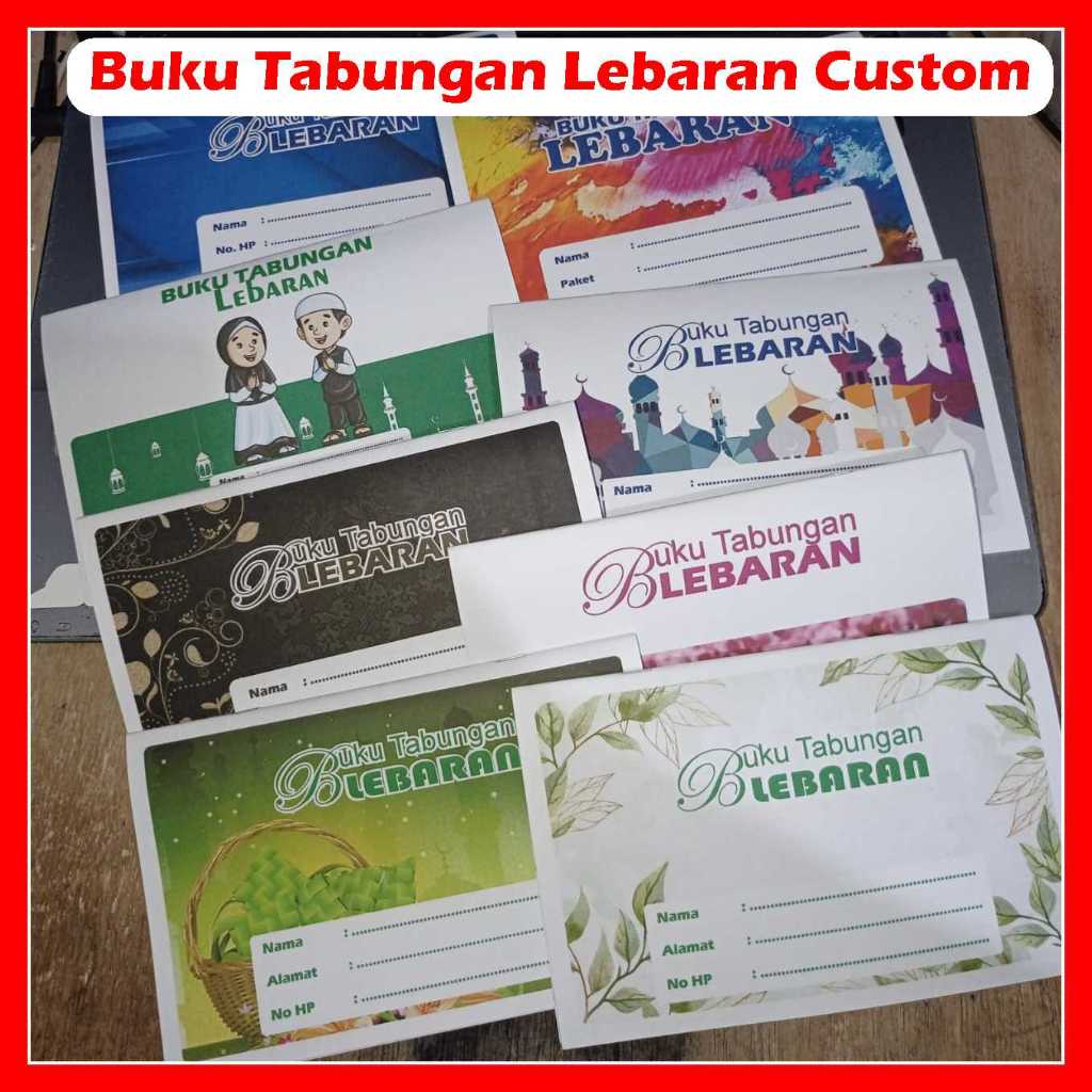 

Buku Tabungan Lebaran Custom Cover - Banyak Pilihan Desain Cover - Isi 20 Halaman