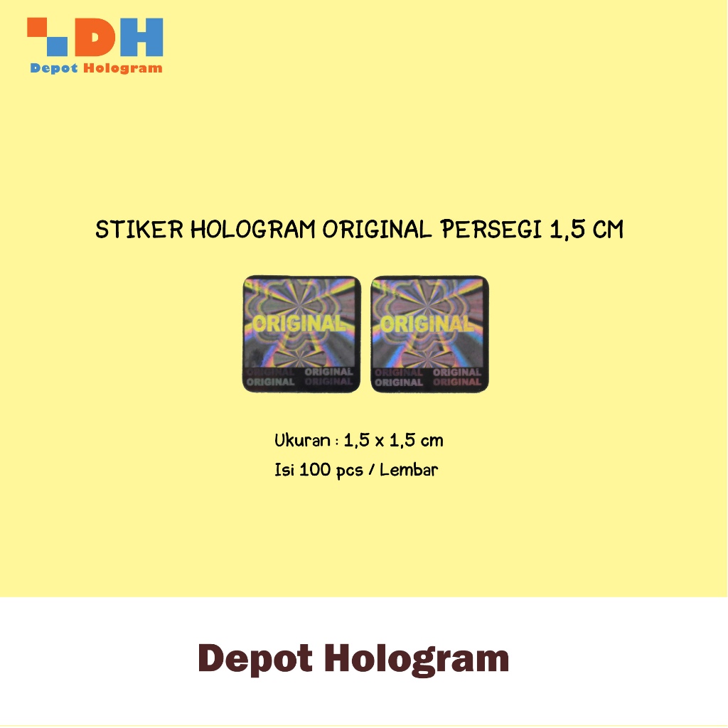 

PAKET 100 lbr Stiker Hologram Original Kotak 1,5 x 1,5 cm - SILVER (100 LBR)