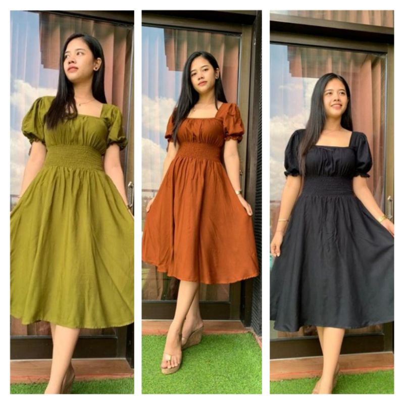 Paket Usaha 100Ribu Isi 4pcs Dress wanita polos Naura