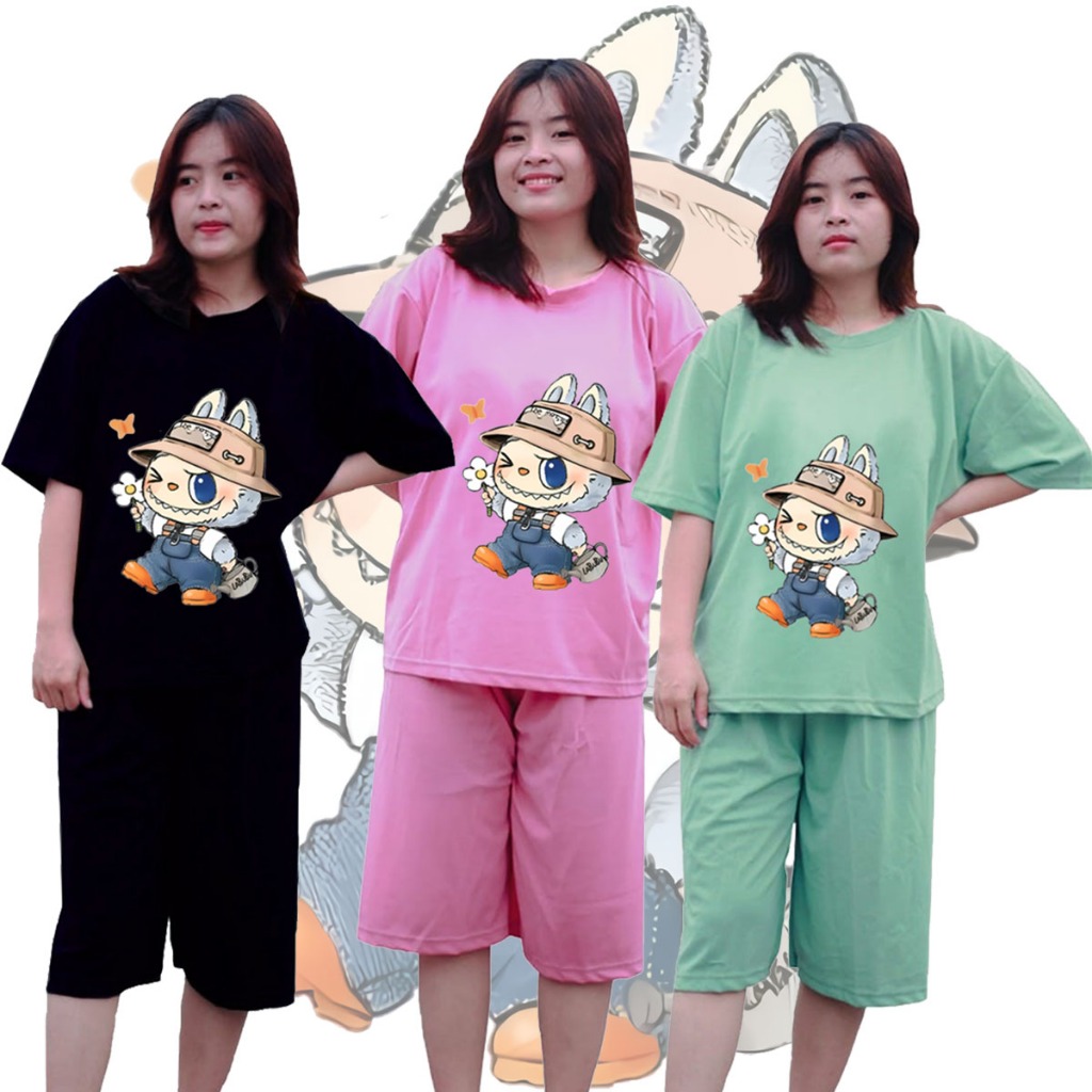 Setelan celana kulot 3/4 Baju dewasa wanita Labubu
