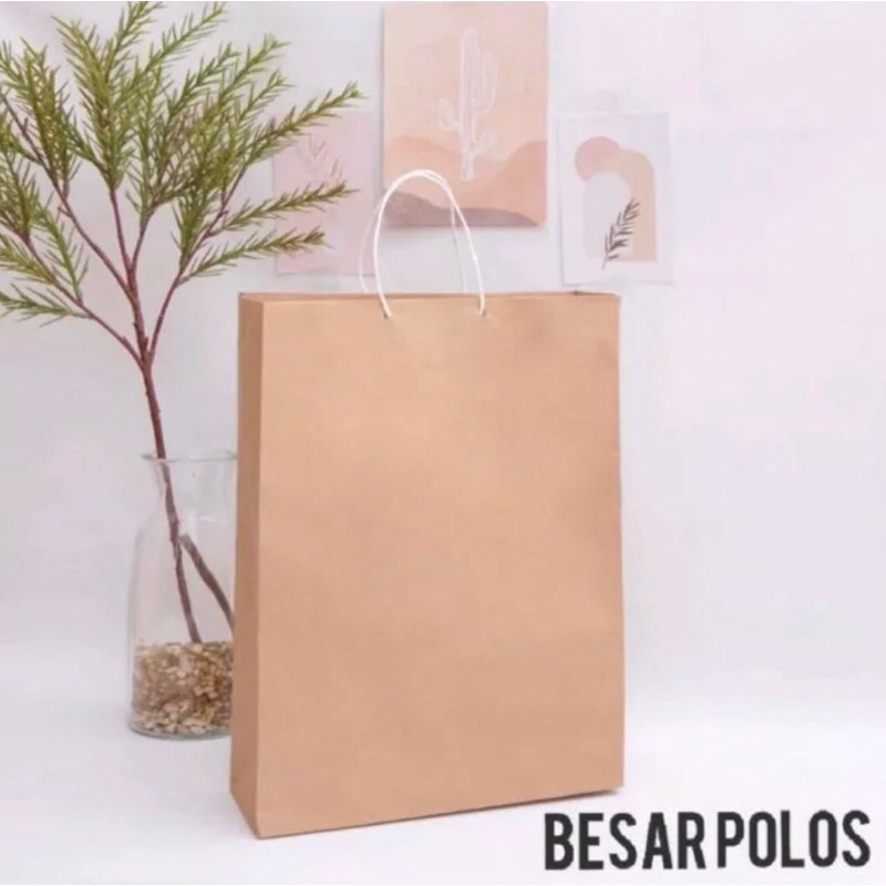 

PROMO 50 PCS PAPERBAG BESAR POLOS UK 27x22x7