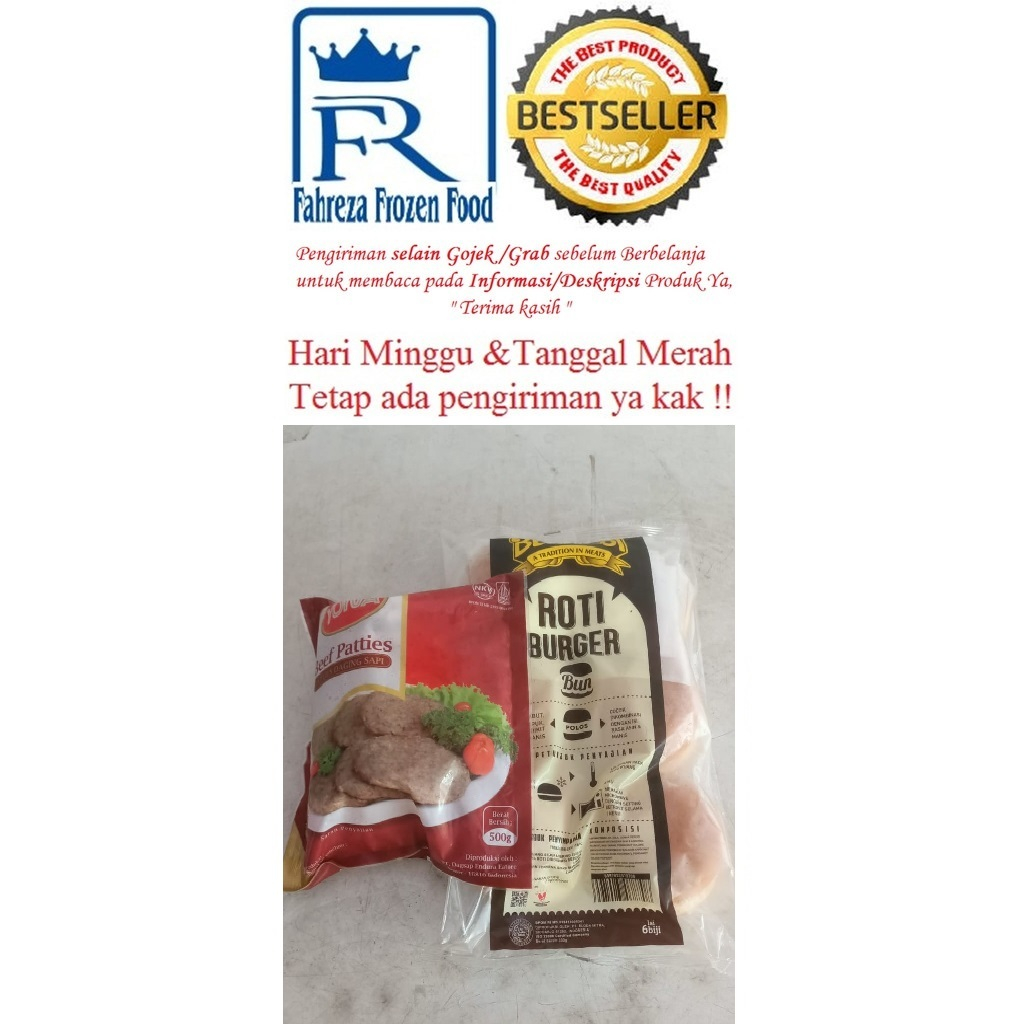 

Paket Roti Burger Besar Bernardi Yona Beef Patties 500 Gram