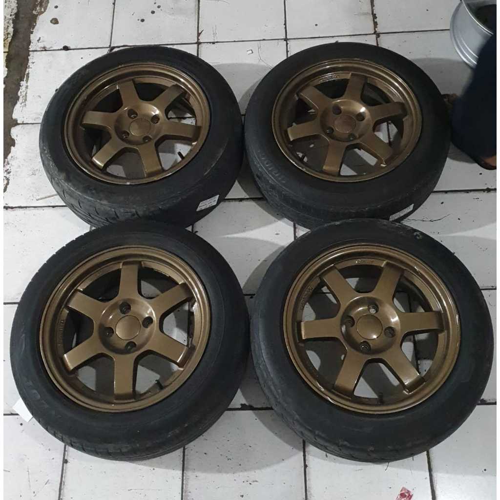 DIJUAL VELG SEKEN RACING TE37 RING 15X7 PCD 4X100 BAN BONUSAN