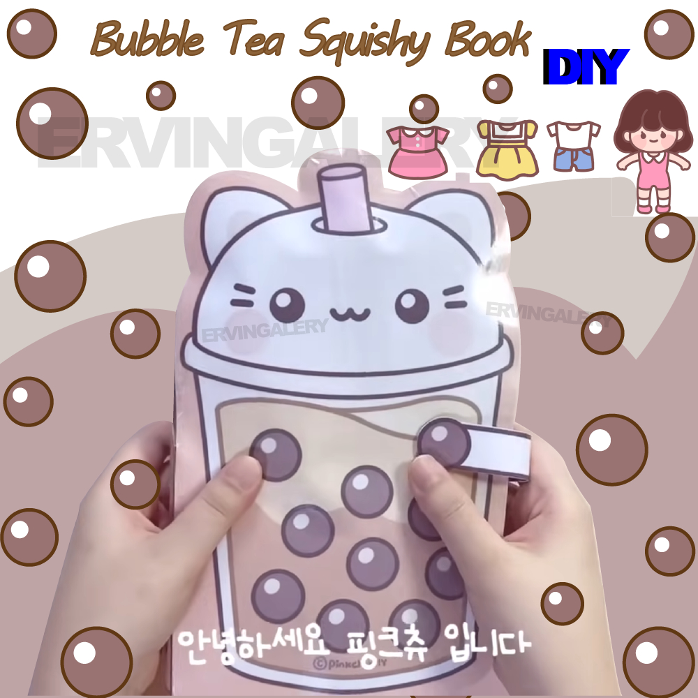 paper doll house Babble Tea Squishy DIY quiet book mainan kertas edukatif anak bongkar pasang