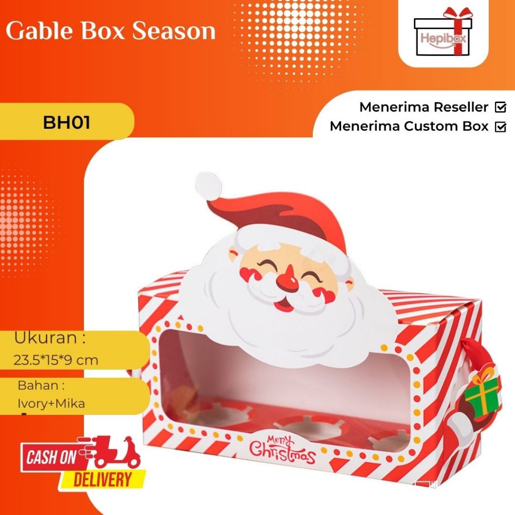 

Paperbox Cupcake Kotak Ivory dus Kue Pudding Lubang Tema Christmas natal