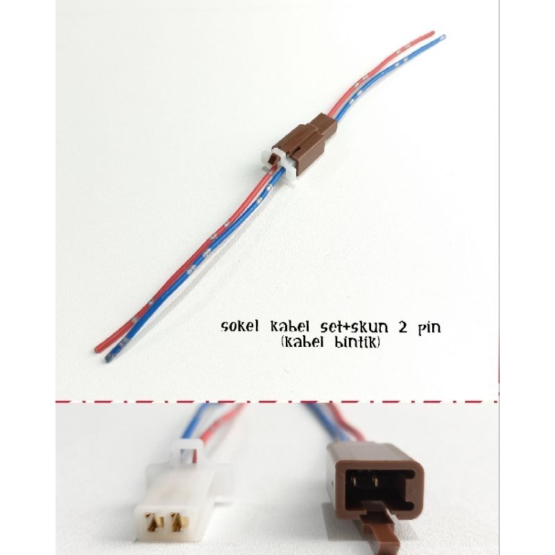 Soket Socket Kabel Set+Skun Kabel Bintik 2 PIN TOMBOl