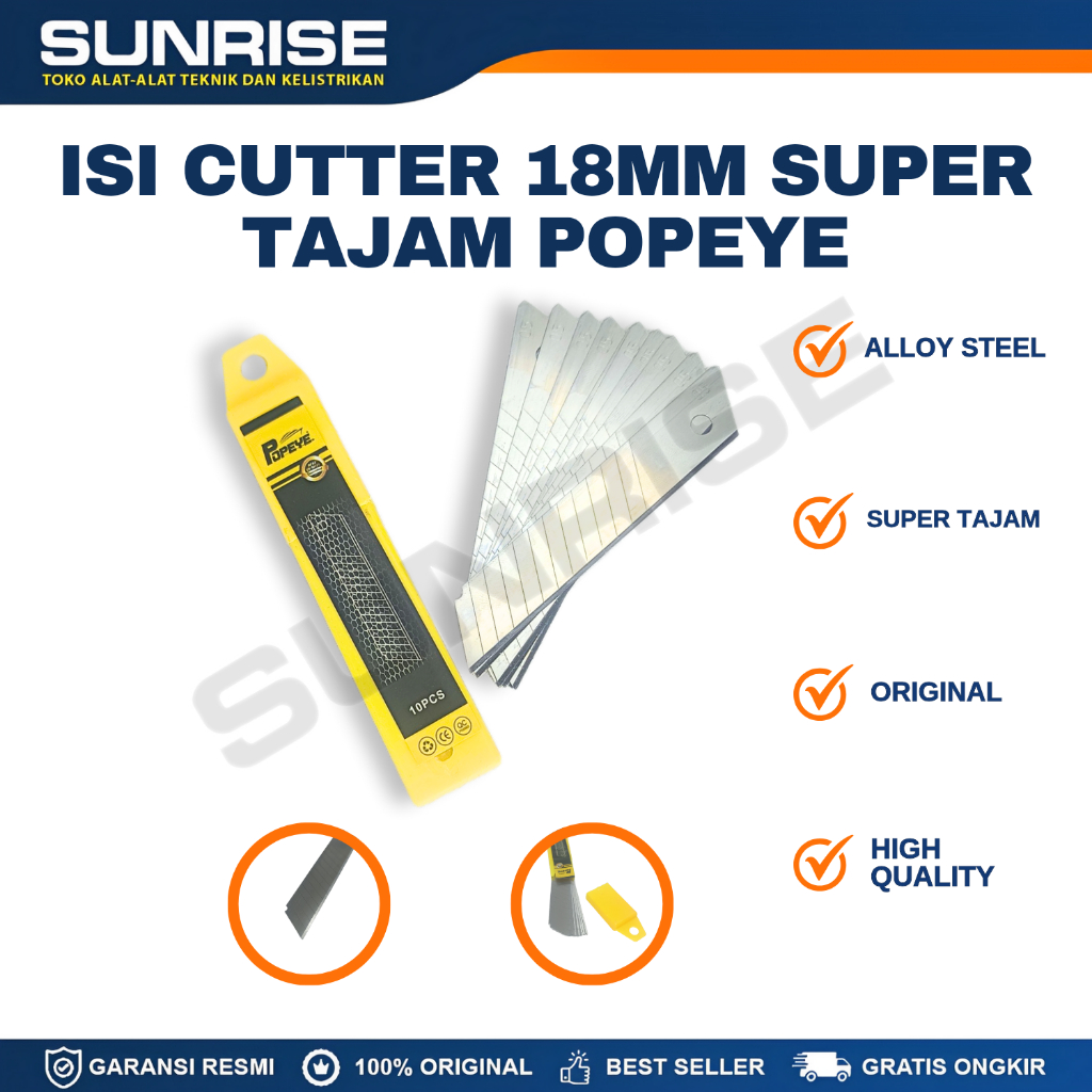 

ISI CUTTER BESAR 18MM TAJAM POPEYE