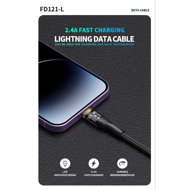 kabel data iPhone foomee anti break fast charger