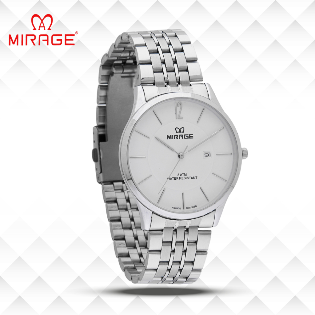 Mirage Jam Tangan Pria Analog 8647 M Silver Original Stainless