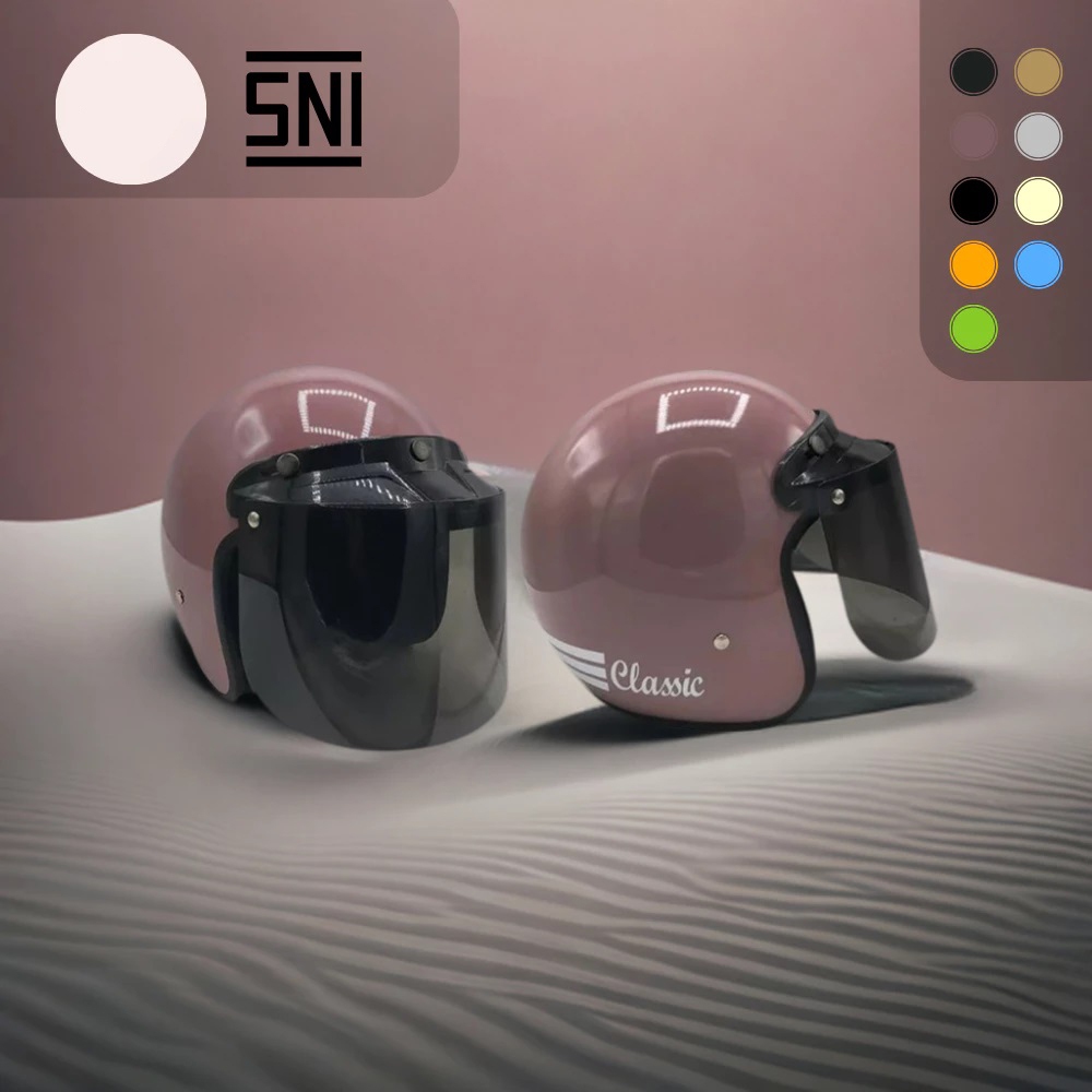 Helm Bogo Dewasa Classic Retro SNI Ori Full Leher Wanita Pria