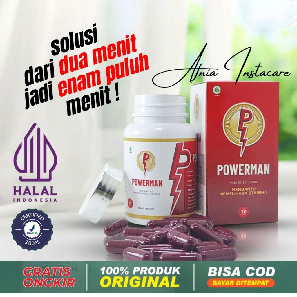ANS - HASIL PERMANEN - POWERMAN KAPSUL ORIGINAL OBAT KUAT PRIA TAHAN LAMA SEX SAMPAI 3 JAM ORIGINAL 