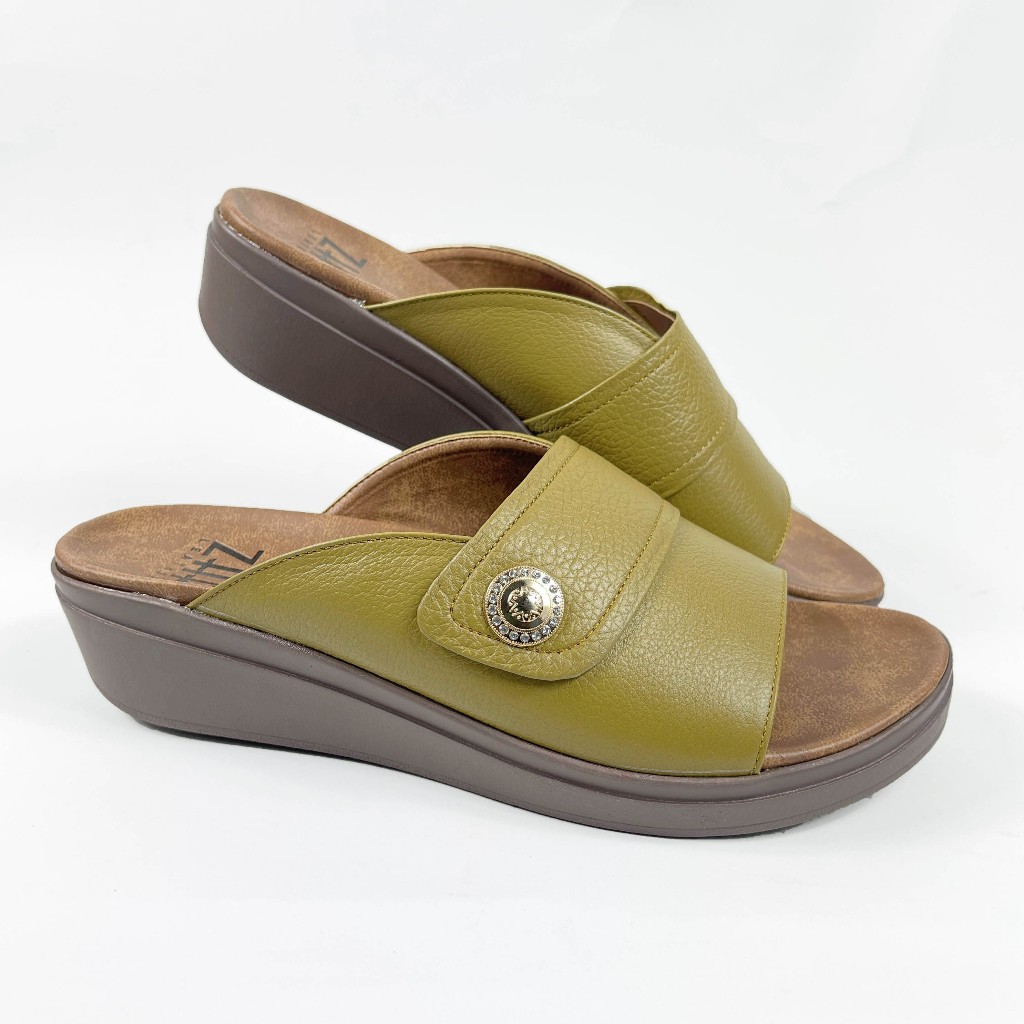 Sandal Wedges Wanita ZHR Leather Model Adora 5 Cm Bahan Kulit Sapi Asli Garut