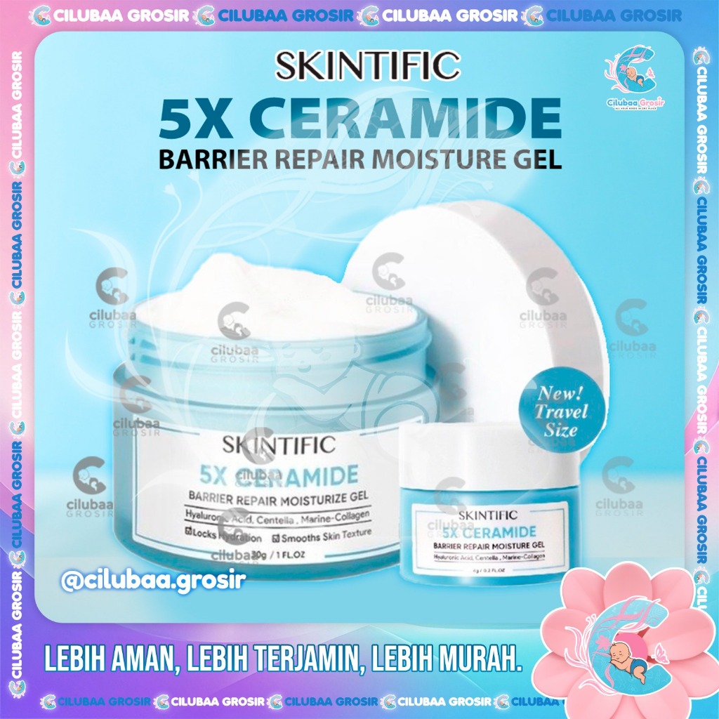SKINTIFIC 5X Ceramide Skin Barrier Repair Moisturizer Gel Series || Moisturize Gel 30gr Travel Size 