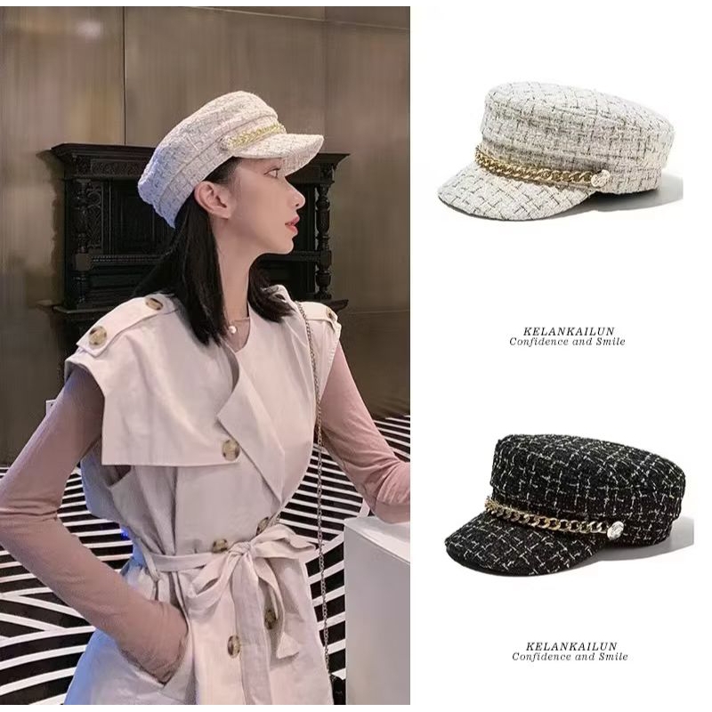 Topi Baret Oktagonal Gaya Retro Untuk Wanita Dan Pria Topi Baret Fhasion Korea