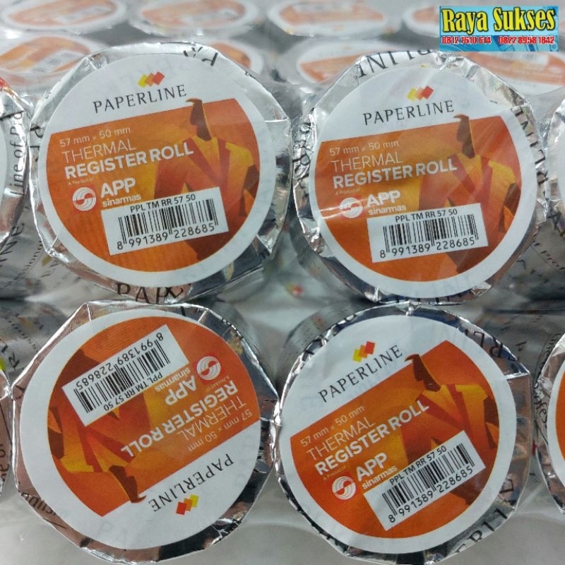 

Kertas Thermal Register Roll Paperline 57×50mm/Kertas Kasir 57×50mm (10 Roll)