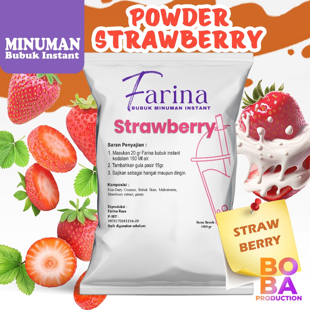 

Bubuk Es Kekinian Rasa Strawberry 500gr - Bubuk Aneka Rasa - Bobaproduction