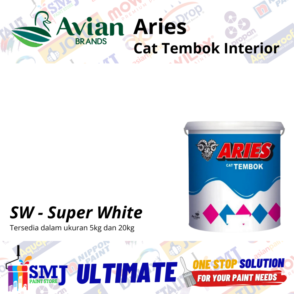 Cat Tembok Interior Super White Putih Aries Avian - 5kg