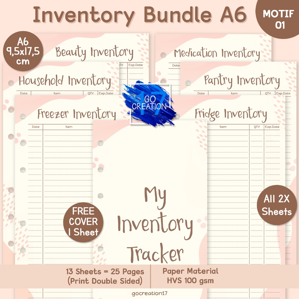 

Buku Planner Refill Kertas Binder Inventory Bundle Motif Premium A6
