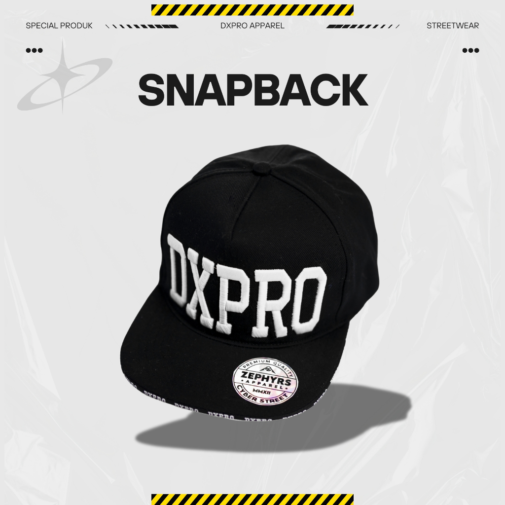 Topi Snapback Dxpro Bordir Black