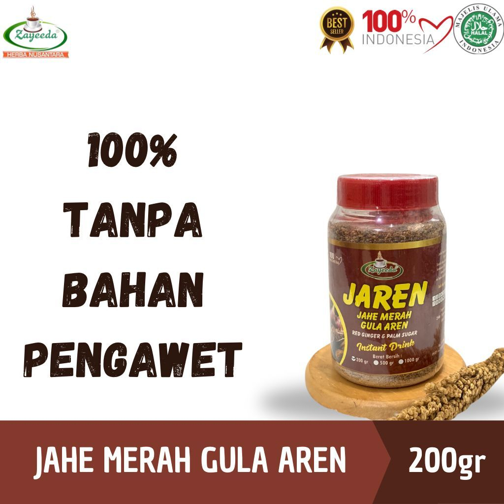 

JAREN (JAHE MERAH GULA AREN) TOPLES 200GR/REMPAH/JSR/100% ALAMI TANPA PEMANIS BUATAN/MINUMAN INSTAN