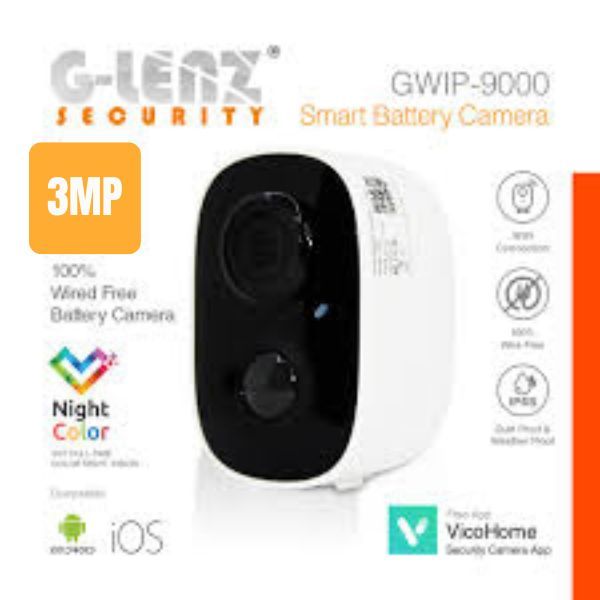 GLENZ SMART IP CAMERA BATTERY WIFI OUTDOOR CCTV - GWIP 9000 3MP