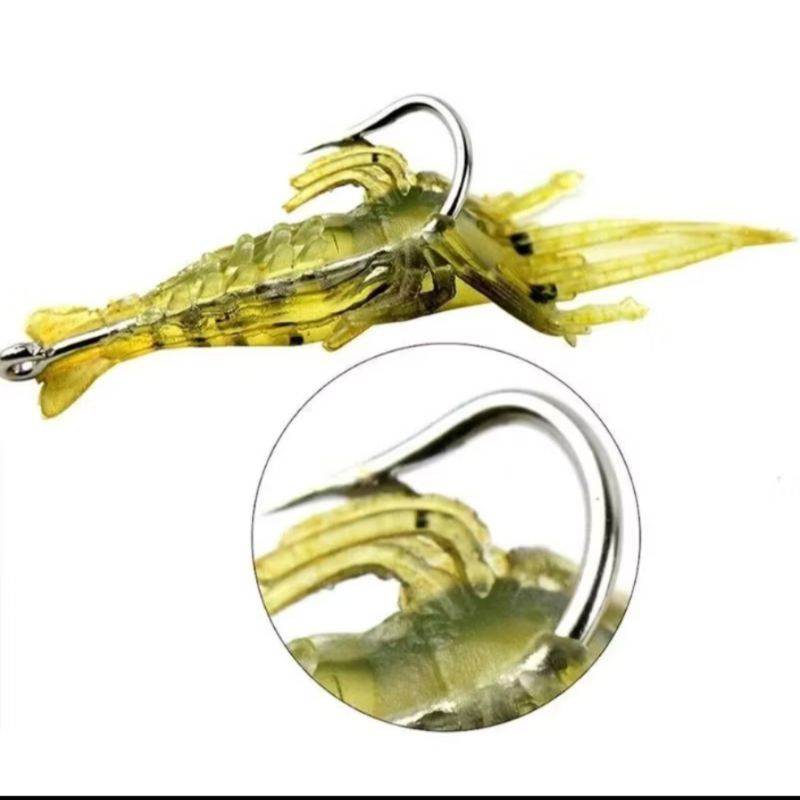 SOFT LURE UMPAN UDANG MAINAN 4CM UMPAN CASTING IKAN PREDATOR SUNGAI,RAWA ATAU LAUT