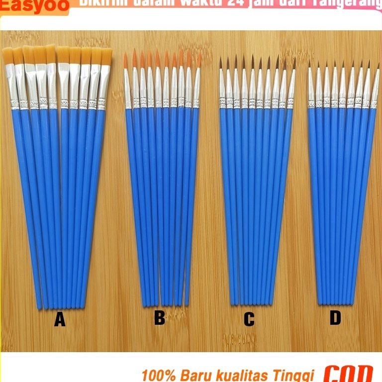 

Super Tambahan 5Pcs Kuas Cat Air Bulat Datar Kuas Kecantikan Set Kuas Cat Minyak 17cm