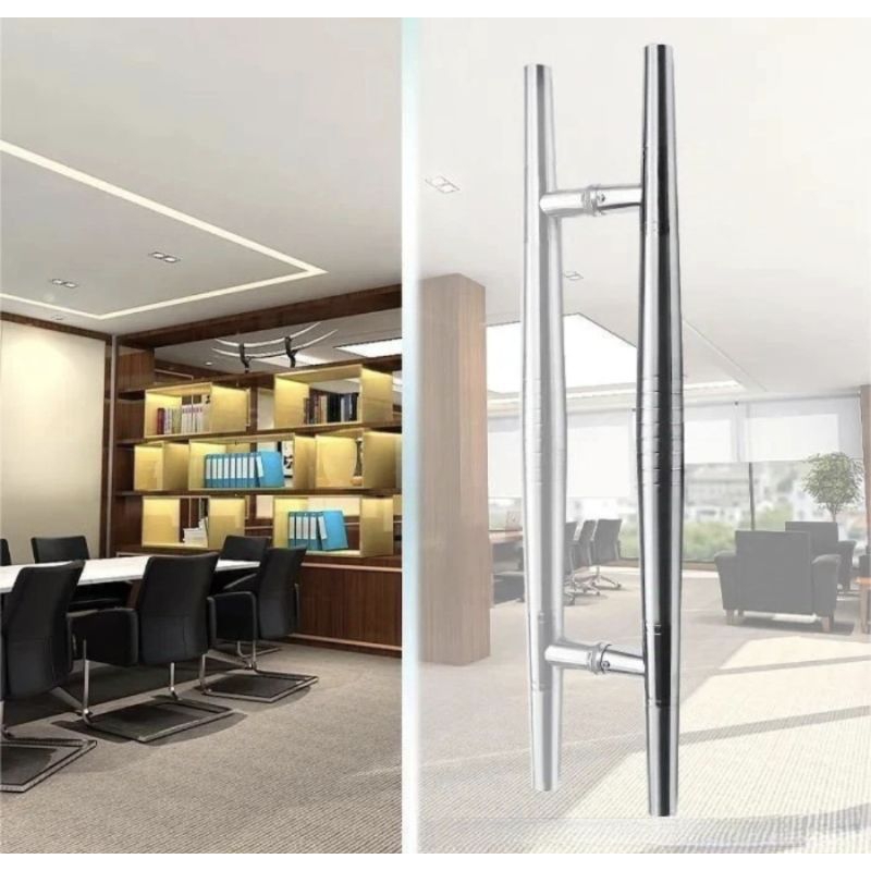 Handle Pintu Kaca Baut Tembus Model Krucut Panjang 45 Cm Gagang Pintu Minimalis Tarikan Pintu