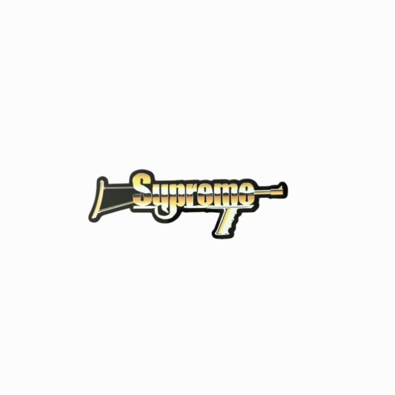 

sticker Supreme gold gun brand clothing streetwear stiker
