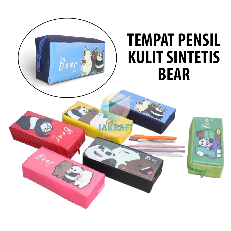 

(1 Pcs) Tempat Pensil Dompet Kulit Kain Zipper FLUFFY FF-18 Bear Jumbo Pen Pencil Leather Textile Case Cute Lucu Imut Fancy Lengkap