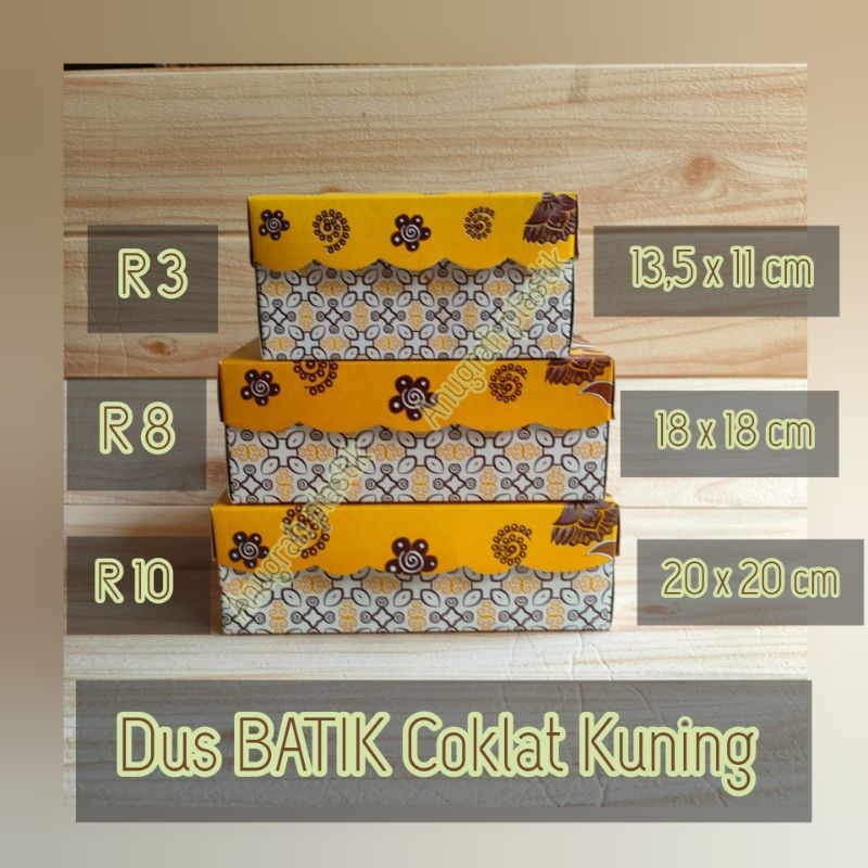 Dus Nasi Motif Batik Coklat Kuning / Box Nasi / Box motif PER PACK