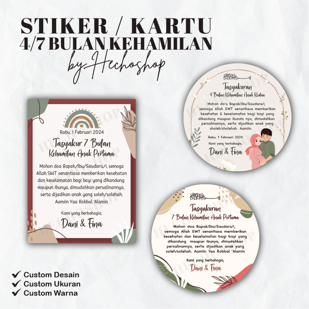 

Stiker/Kartu Tasyakuran 4/7 Bulan Kehamilan BATCH 10 [HECHOSHOP]