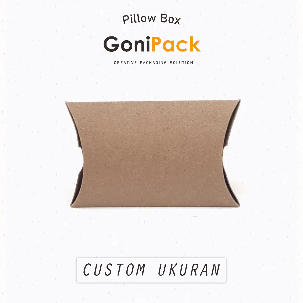 

PILLOW BOX BANTAL CUSTOM COKLAT KOTAK PACKAGING KEMASAN KRAFT PAPER