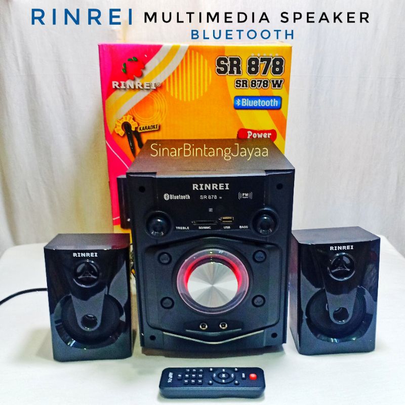 RINREI Speaker  Multimedia Bluetooth Sr878W Speaker Bluetooth Bonus Mic