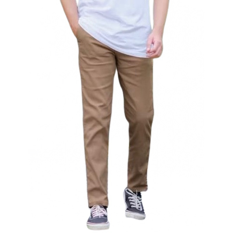 [BAHAN ELASTIS] CELANA CHINOS PANJANG PRIA KERJA SLIM FIT CASUAL SANTAI BAHAN DIAMOND COMBET POLOS A
