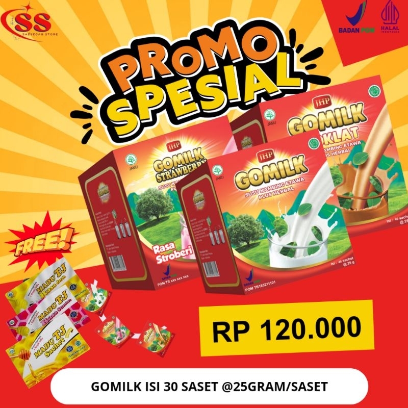 [GOMILK ISI 30 SASET Free MADU]Susu Kambing Etawa Atasi Asam Lambung Kolesterol Asam Urat Etawal