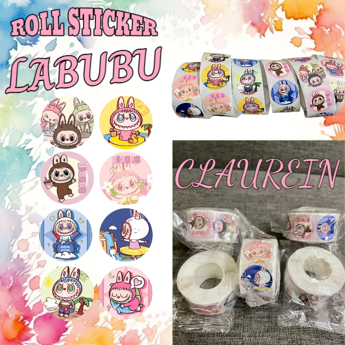 

LABUBU Mainan Sticker Roll Gulung 500 Pcs Stiker Edisi Karakter Sanrio Cinnamoroll Kuromi Hellokity Pompopurin 2.5cm