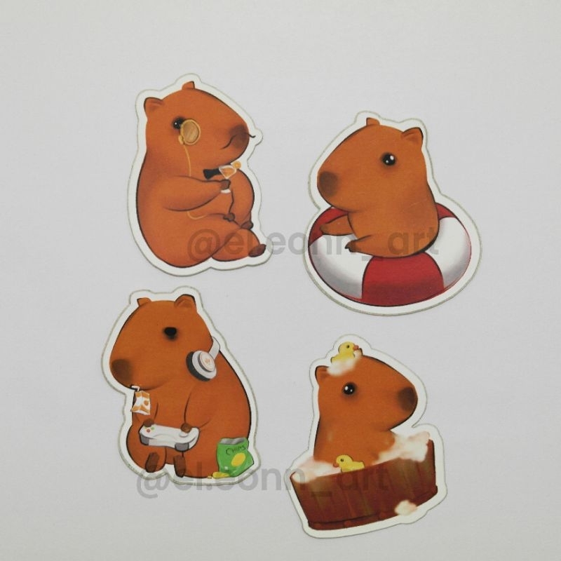 

Stiker capybara Vinyl Waterproof (4 pcs)