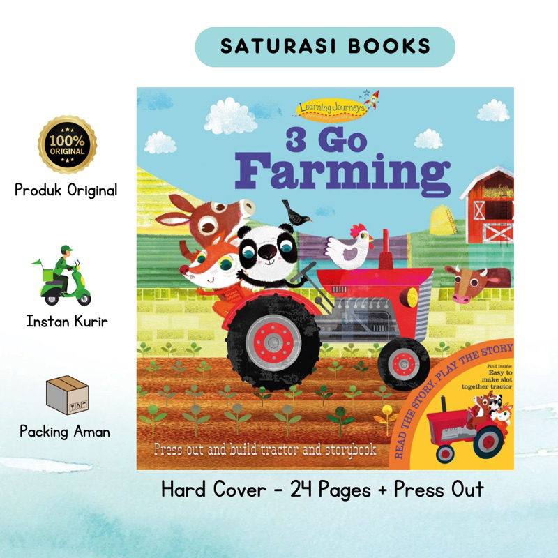 (Saturasi) 3 Go Farming Press Out and Build Tractor and Storybook Buku Anak - Buku Cerita Anak Impor