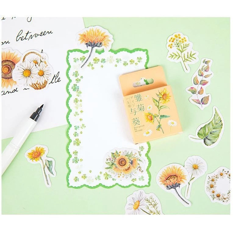 

STICKERSTOCK 46 Pcs SUNFLOWER Deco Sticker Planner DIY Scrapbook Stiker Bunga Matahari Dekor Kotak