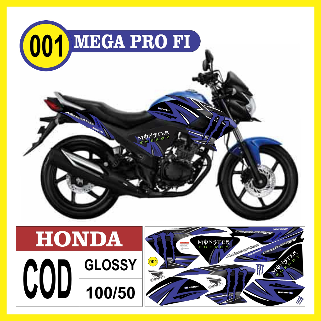 stiker honda megapro fi striping mega pro ukuran sedang decal megapro 150