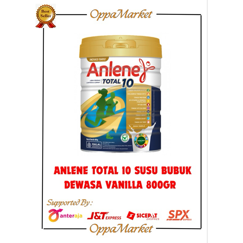 

ANLENE TOTAL 10 SUSU BUBUK DEWASA RASA VANILLA 800GR