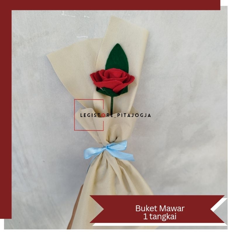 BUKET BUNGA FLANEL 1 TANGKAI | BUKET MAWAR 1 TANGKAI